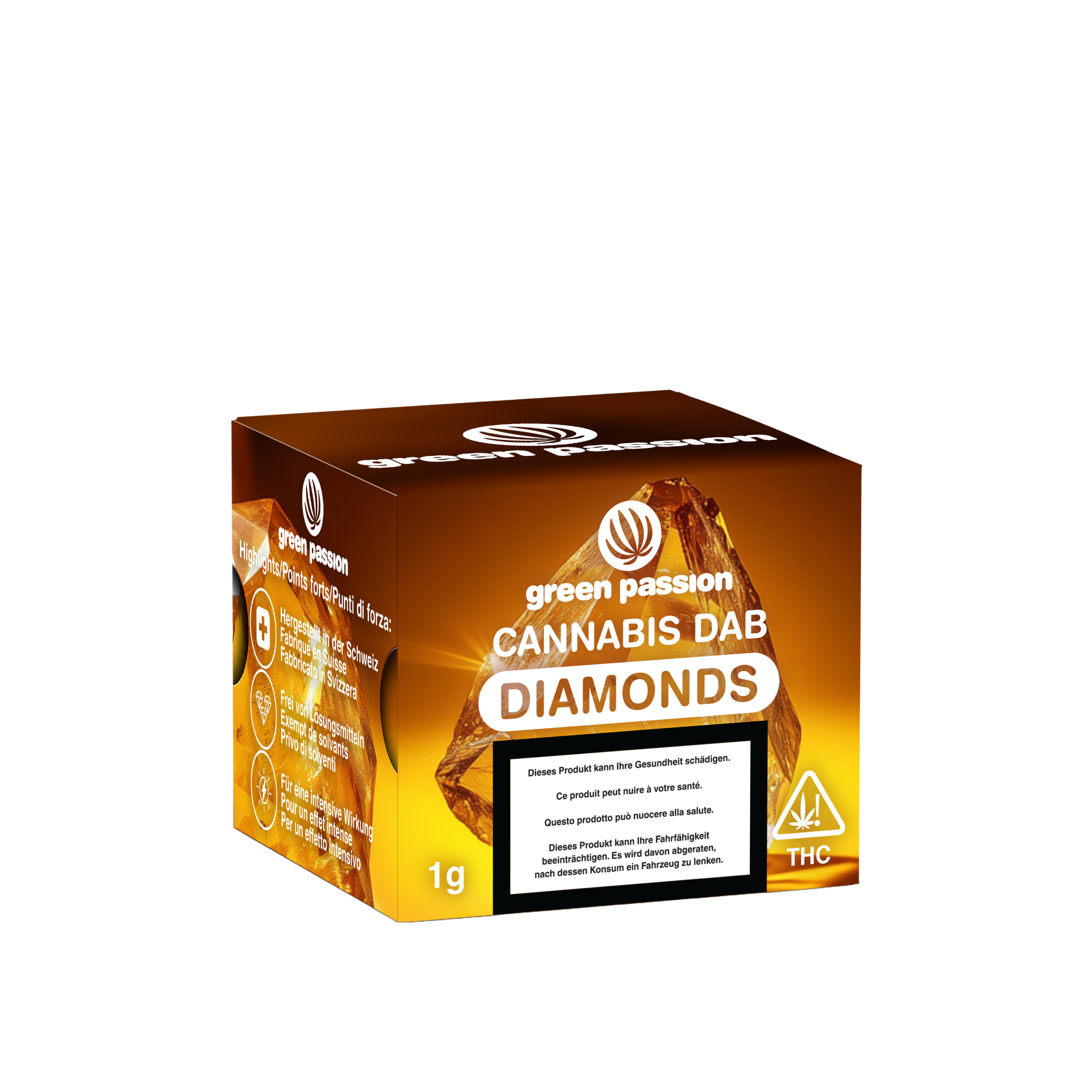 Green Passion Cannabis Dab Diamonds 1 g – THC-reiches Konzentrat in Premiumverpackung, ideal für Dab-Rigs und Vaporizer.