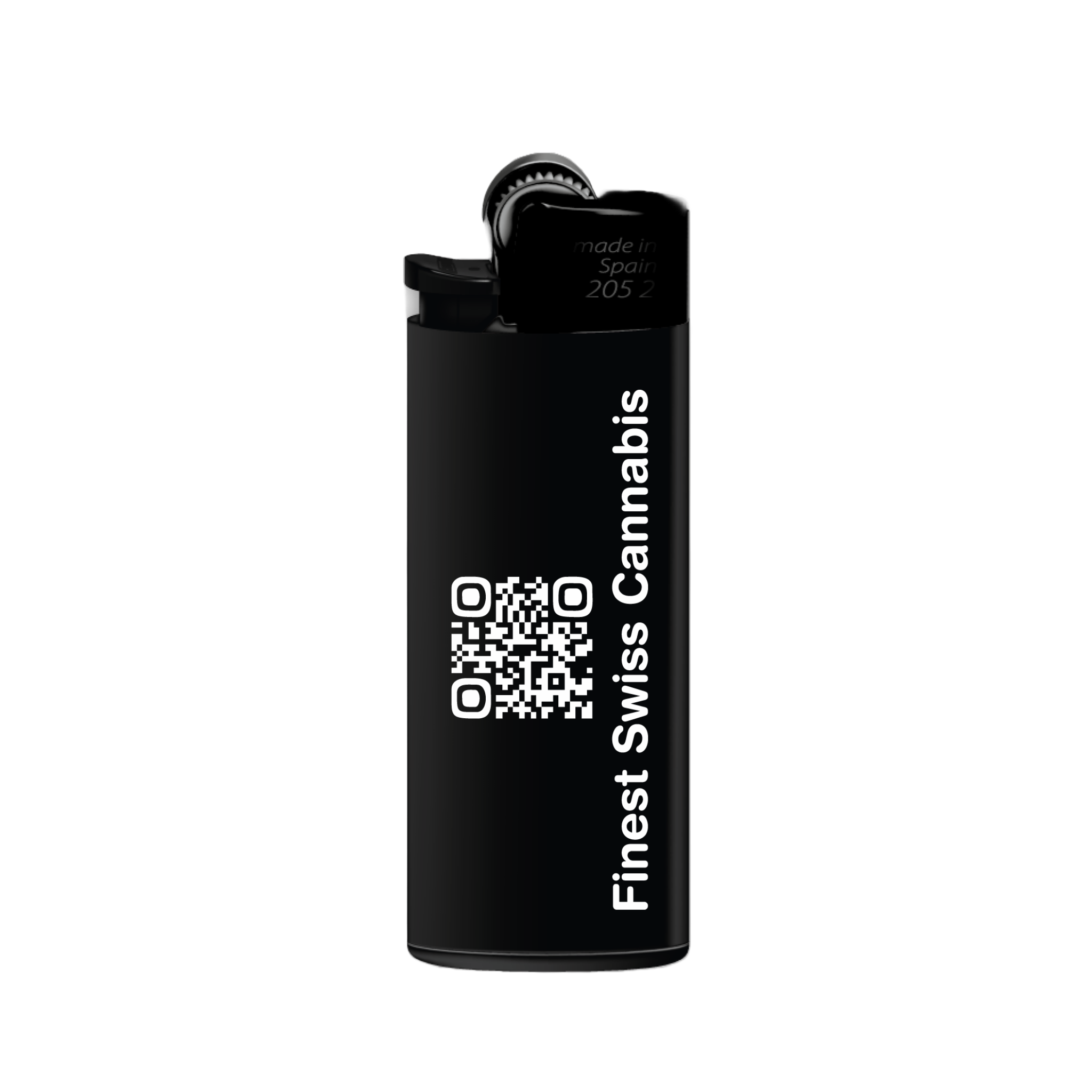 Bic J25 mini Feuerzeug mit QR-Code und Aufdruck Finest Swiss Cannabis – online bei Green Passion