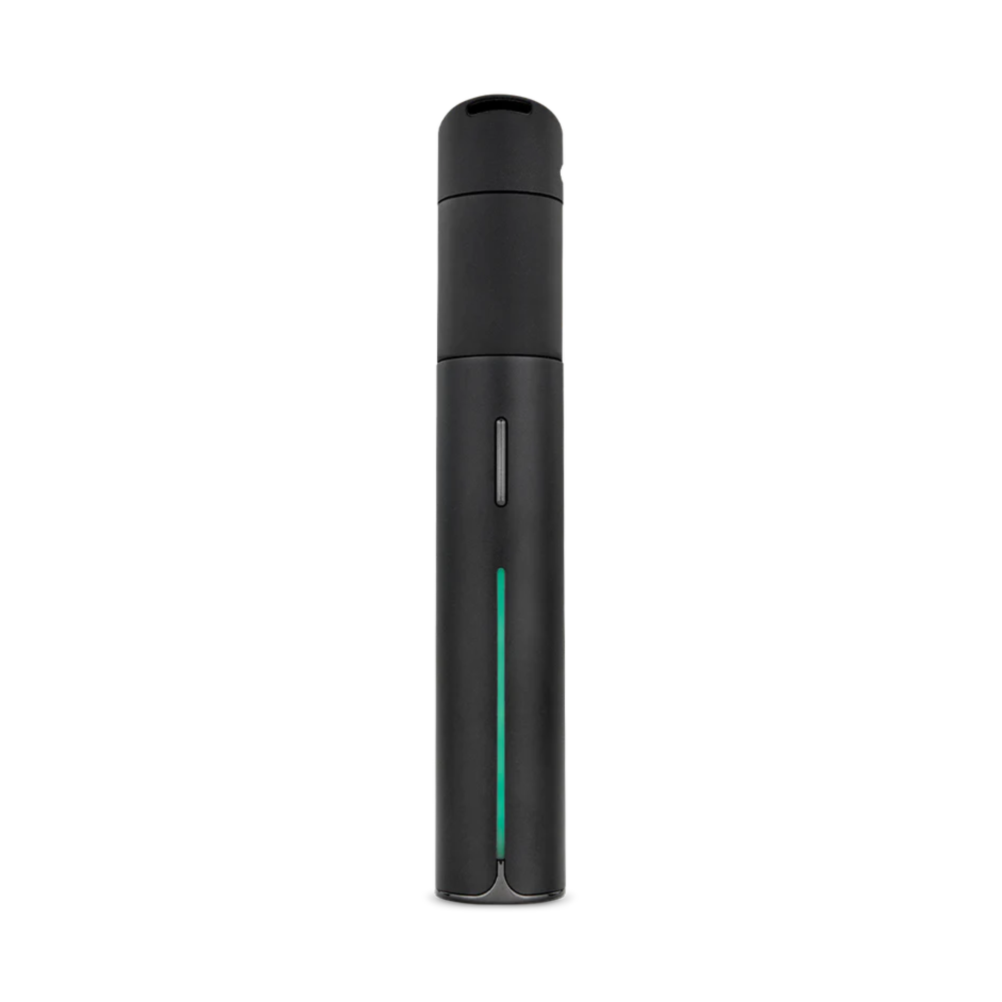 Schwarzer Puffco Pivot Mini Dab Rig Vaporizer in schlankem Design, vertikal ausgerichtet vor weißem Hintergrund.