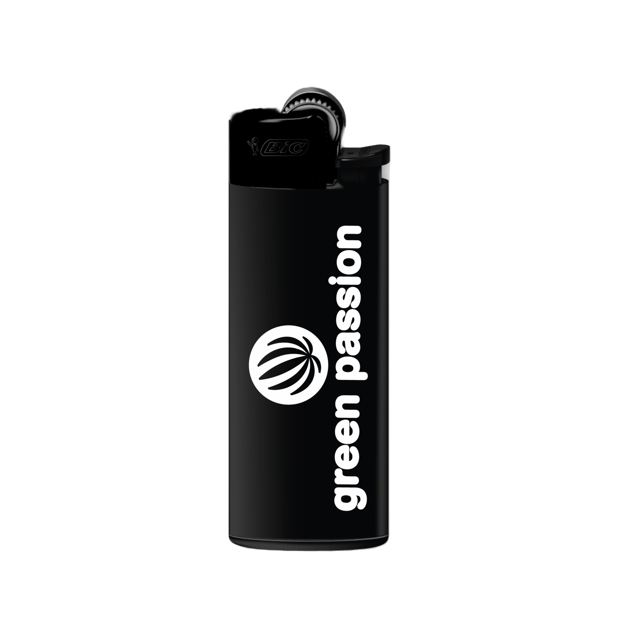 Green Passion Feuerzeug Bic J25 mini mit weissem Logo – Schweizer Cannabis-Feuerzeug online kaufen