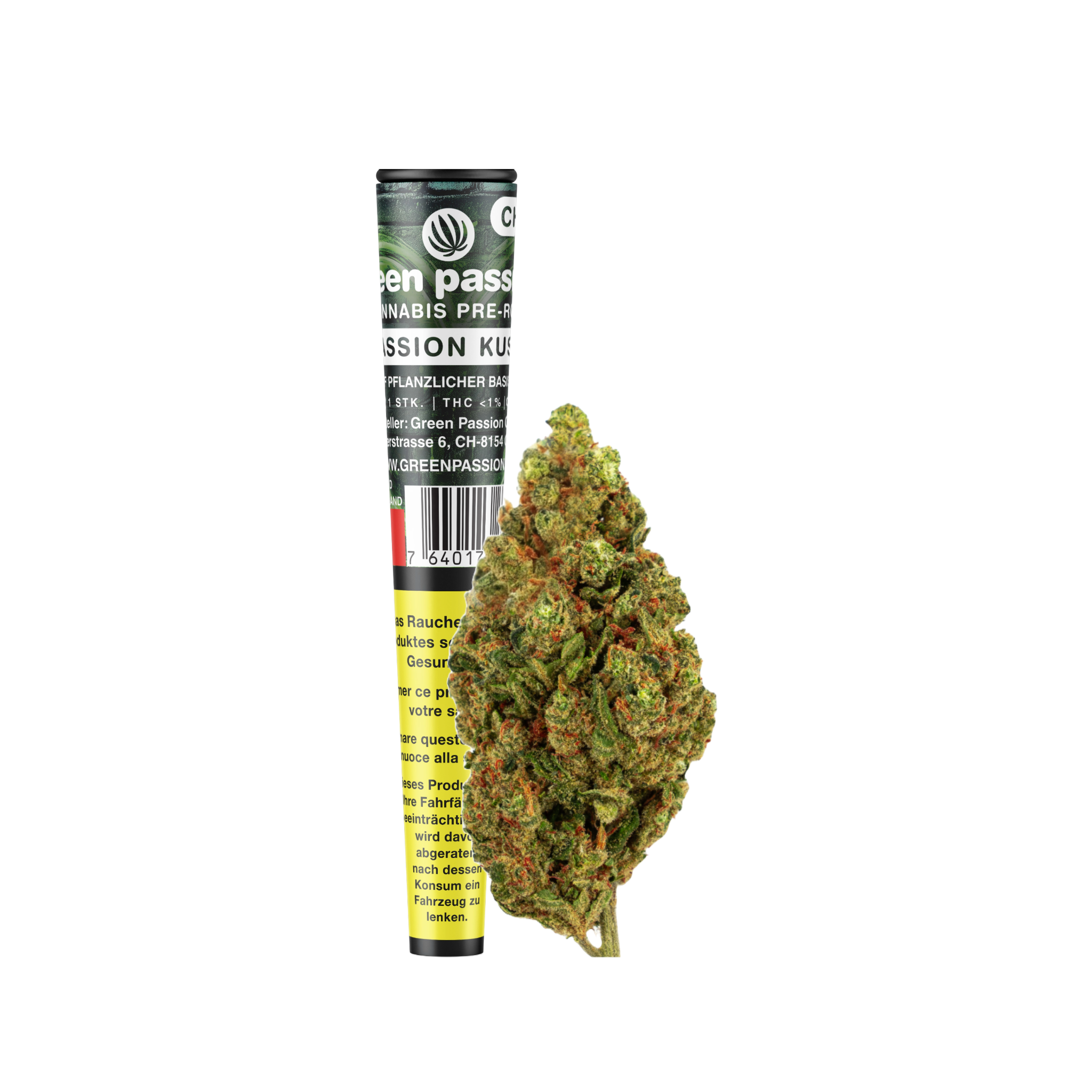 Passion Kush Pré-roulés CBD avec des fleurs indoor suisses. Arôme intense, riche en terpènes. Roulés à la main, THC <1 % – parfaits pour profiter du CBD.
