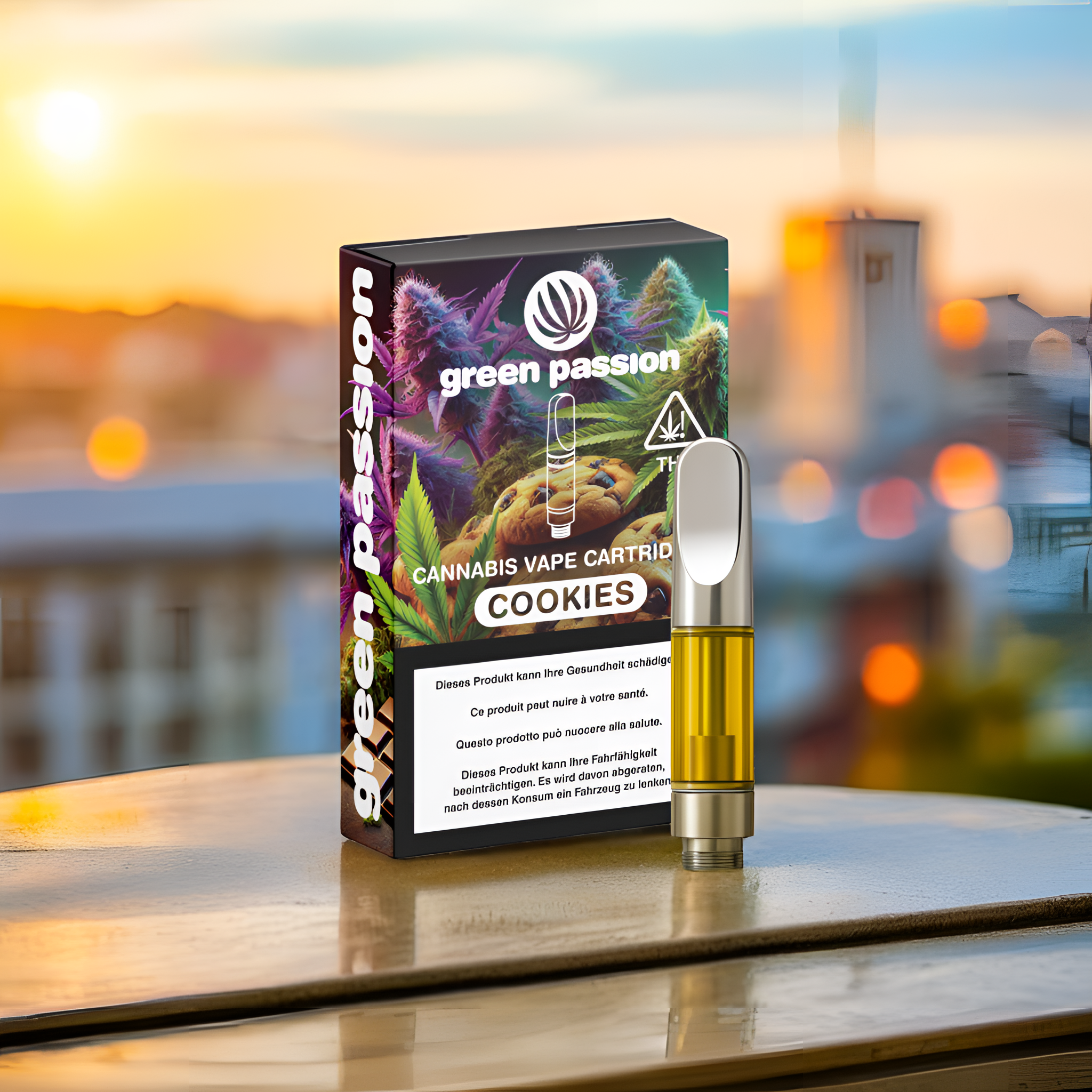 CBD Vape Cartridge Cookies de Green Passion – saveur douce et acidulée avec 55 % de CBD. E-liquide premium 1 ml pour une expérience de vape intense.