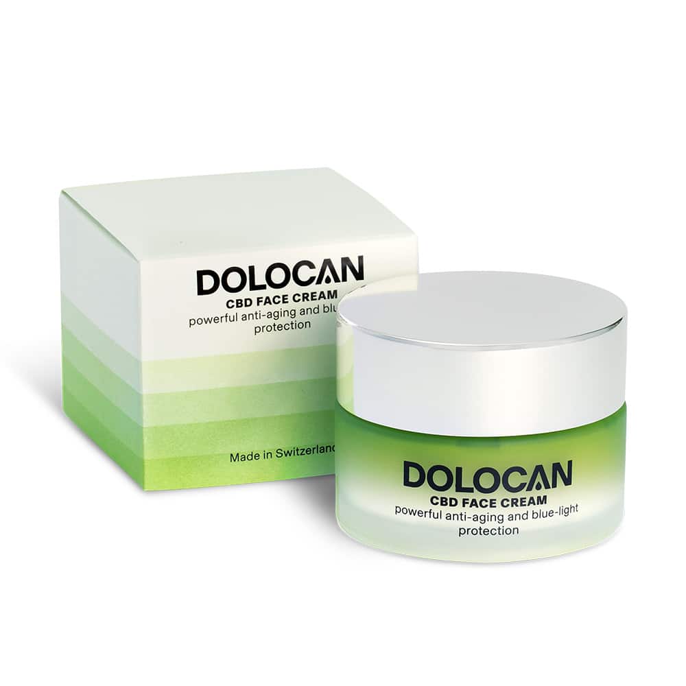 DOLOCAN Crème visage CBD 50ml – soin hydratant pour le visage avec CBD. Idéale pour les peaux sensibles et pour soutenir la régénération de la peau.